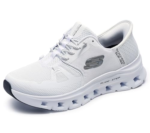 Skechers Damen Glide-Step PRO Slip-On, White Mesh/Silver Trim, 39 EU