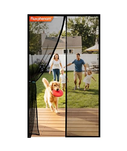 Flux Phenom Magnetisches Fliegengitter für Türen – 90x210 cm Hält Insekten fern, lässt frische Luft herein – 9-Minuten-Montage, automatisch schließend, atmungsaktiv und Freihändig