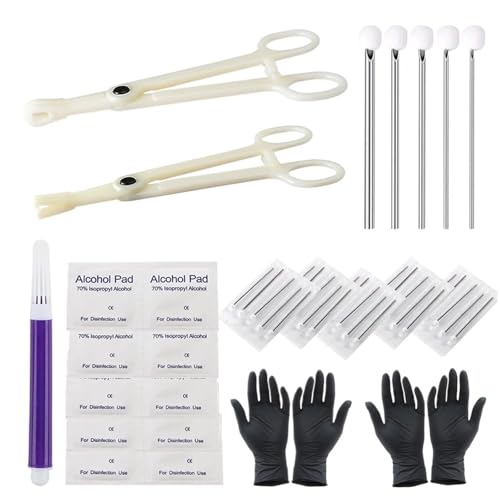 Rayyl 40 Stück Piercing Nadeln Set 12G 14G 16G 18G 20G Edelstahl Einweg Piercing Nadel und 2 Stück Piercing Clamps für Piercing Zubehör Set