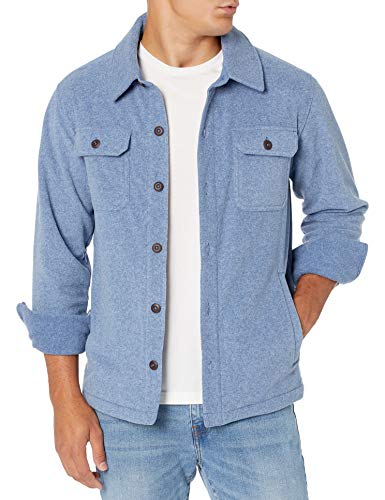 Amazon Essentials Herren Langärmlige Polarfleece-Hemdjacke Für Den Winter, Indigoblau Meliert, XL