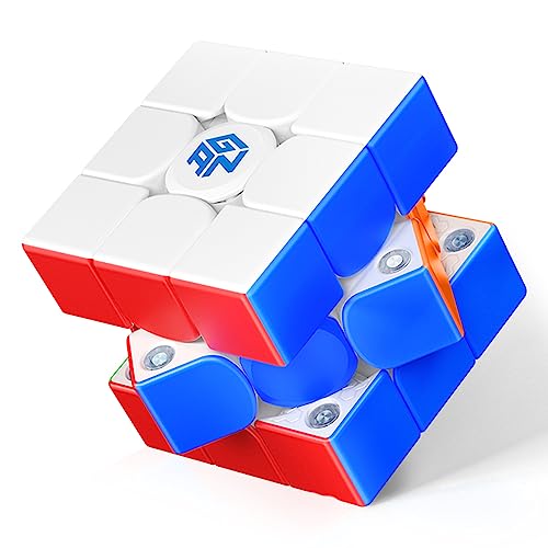 GAN 356ME Zauberwürfel Magnetisch Speed Cube 3x3, Magischer Speed Cube Stickerless, mit Flügelförmige Numerische IPG/GES+/Sichtbarer Magnet, Magic Cube Aufgerüstete