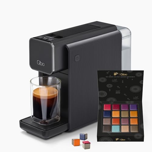 Tchibo Qbo ONE Premium Kapselmaschine inkl. 16 recyclebaren Qbo Kaffeekapseln für Espresso, Caffè Crema und Caffè Grande, hochwertiges, kompaktes, innovatives Design, Soft Black
