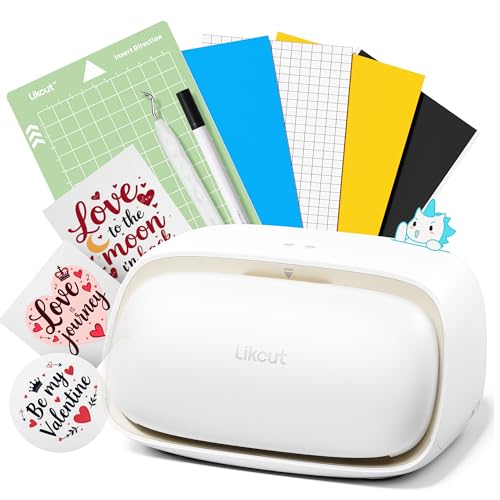Likcut S501 Plottermaschine, Mini Schneideplotter Verfügbar für Vinyl, Iron on und Karten mit Einsteiger Set, Beige