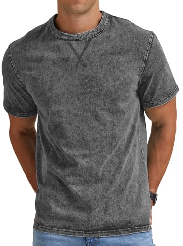 Herren T Shirts Kurzarm Baumwolle Rundhals Vintage Slim Fit Shirts