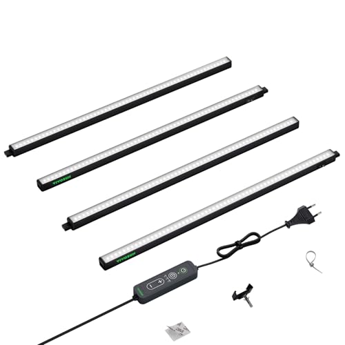 VIVOSUN T5 LED Pflanzenlampe 60 cm, 5000K Vollspektrum Grow Lampe, 60W (4x15W) Grow Light mit Timer & Dimmer, für Growzelt, Anzucht, Hydroponik & Indoor Pflanzen, SGS kompatibel, 4er Set