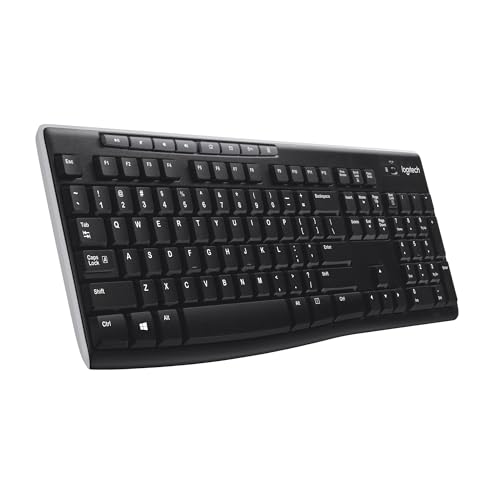 Logitech K270 Kabellose Tastatur für Windows, 2,4 GHz kabellos, Standardgröße, Nummernblock, 8 Sondertasten, 2 Jahre Batterielaufzeit, Kompatibel mit PC, Laptop, Deutsches QWERTZ-Layout - Schwarz