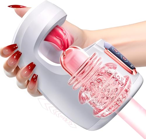 Elektrischer Masturbator Sex Spielzeug für die Männer, Masturbieren für Männer Zunge Oralsex Blowjob mit 10 Schub & 10 Zungen leck,Taschenmuschi Training Masturbator für Penis Pussy