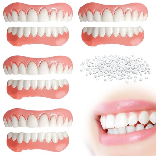 GXGM 4 Paar Veneers zähne zum aufstecken, für Zähne Provisorischer Kosmetische Zahnabdeckung Gefälschte Zahnprothese Künstliche Zähne Geschenk Set