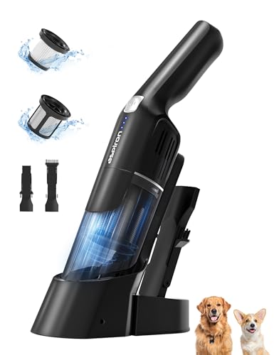 Aspiron Handstaubsauger Akku, 18000Pa & Schnellladestation, Starke Absaugung, HEPA-Filter, Akkusauger Klein für Autos, Zuhause, Schwarz