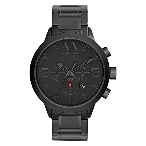 Armani Exchange Uhr für Herren , QuarzChronographenwerk, 49mm Schwarzes Edelstahlgehäuse mit Edelstahlarmband, AX1277