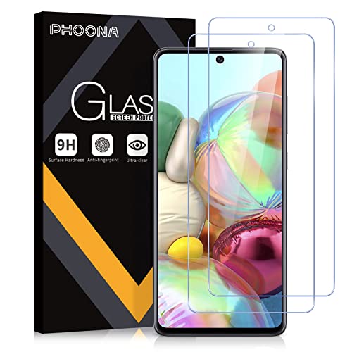 Phoona Schutzfolie für Samsung Galaxy A71 4G/5G, 2 Stück Samsung A71 Panzer Schutz Glas Displayschutzfolie, Frei von Kratzern, 9H Härte, Anti-Bläschen, Ultra-klar(6,7 Zoll)