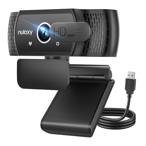 Nulaxy C900 Webcam mit Mikrofon, FHD 1080P Webcam mit Abdeckung, USB Plug & Play, Laptop PC Kamera für Video-Streaming, Konferenz, Spiele, Kompatibel mit Windows,Linux,Android