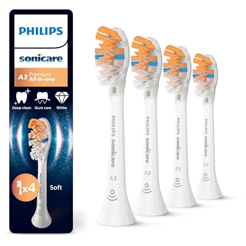 Philips Sonicare A3 Premium All-in-One, Original Ersatzbürstenköpfe, Weiß, 4er-Pack, HX9094/87