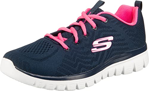 Skechers Damen Graceful Get Connected Sneaker,Navy Mesh Hot Pink Trim, 39 EU