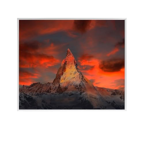 Behaglich Infrarotheizung Bild 300W - Schnellwärmend in 1-3 Min. - Energieeffizient mit Überhitzungsschutz - Flüsterleise - TÜV & 10 Jahre Garantie - Abendrot