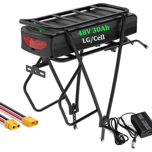 e Bike Akku 48v mit Gepäckträger for 750W 1000W 1500W Bafang und andere E-Bike-Umrüstsätze(mit EU-Ladegerät) 30Ah 0-1800W（LG/Cell