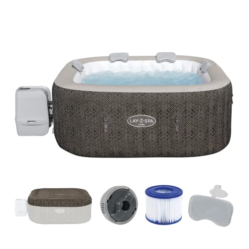 Bestway® Lay-Z-SPA® Energiespar-Whirlpool Cabo HydroJet™ mit App-Steuerung, für 6 Personen 180 x 180 x 71 cm, Kreuzgeflecht-Optik (Eichengrau)