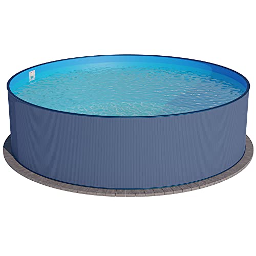 Stahlwandpool rund 300x120cm, Stahl 0,4mm anthrazit, Folie 0,4mm blau, Einhängebiese