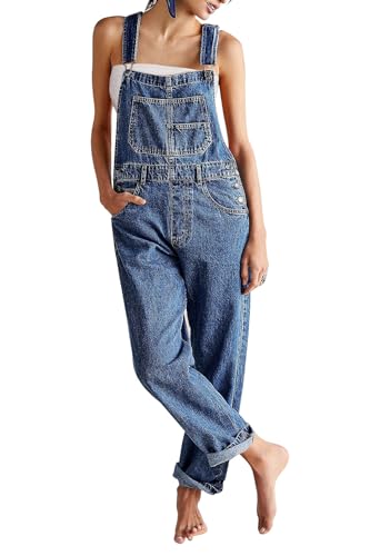 Sovoyontee Damen Latzhose Sommer Lockere Lange Jeans Jumpsuit Bib Overall Mit Trägern
