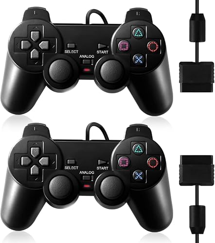 FLLAGG20 2X Wired Controller Kompatibel mit PS2 PS1 PSX Schwarz 1.8m