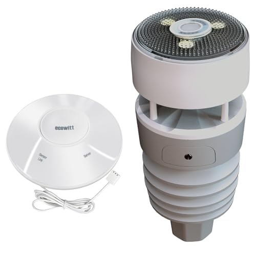 ECOWITT Wittboy Wetterstation Funk mit Außensensor GW2001, 7 in 1 Outdoor Solarbetriebene Wetterstation Array, 3 in 1 Verkabelter/Wifi Gateway Hub GW2000, Wetterassistent für Zuhause
