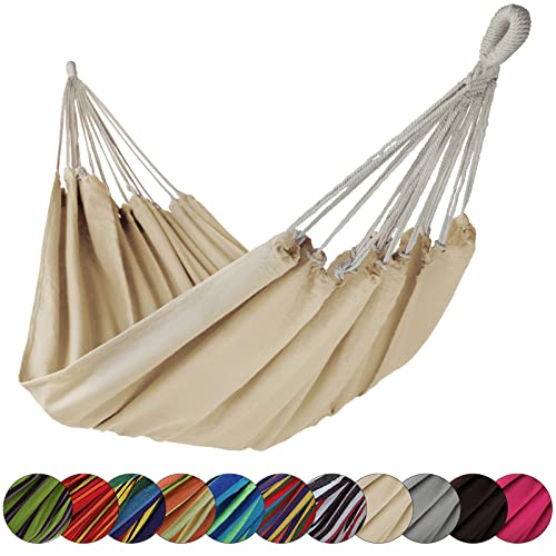 BB Sport Hängematte XL 220 x 170 cm max. Belastbarkeit 250 kg Tragetasche 1-2 Personen Camping Garten Balkon Terasse Wetterfest, Farbe:Beach