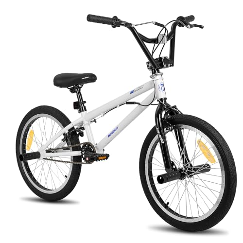 Hiland 20 Zoll BMX Freestyle Bike für Jungen mit 360 Grad Gyro & 4 Pegs, weiß bmxrad