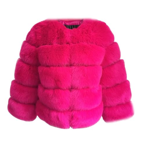 ZhuiKun Damen Kunstpelz Mantel Kurzer Faux Pelz Winterjacke Kunstfell Oberbekleidung Einfarbig Dicker Parka Wintermantel - Stil 11, XXL