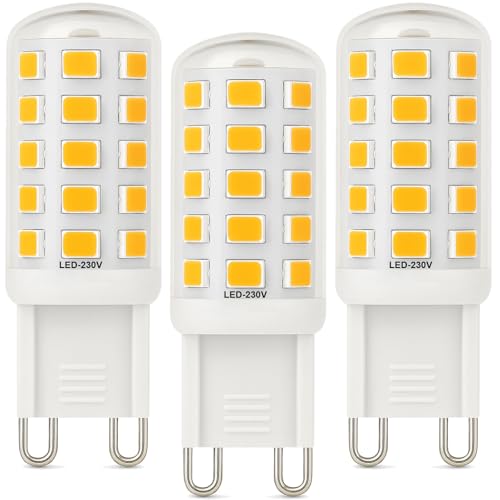 Brantoo G9 LED Glühbirnen 3W Entspricht 40W Halogen Glühbirnen, G9 Sockel Energie sparen LED Lampe, Kein Flimmern, Nicht dimmbar, AC 220-240V, (Warmweiß 2700K, 3 Stück (1er Pack))