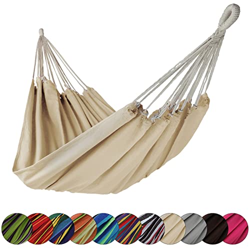 BB Sport Tuch Hängematte 200 x 140 cm max. Belastbarkeit 200 kg Tragetasche 1-2 Personen Camping Garten Balkon Terasse Wetterfest, Farbe:Beach