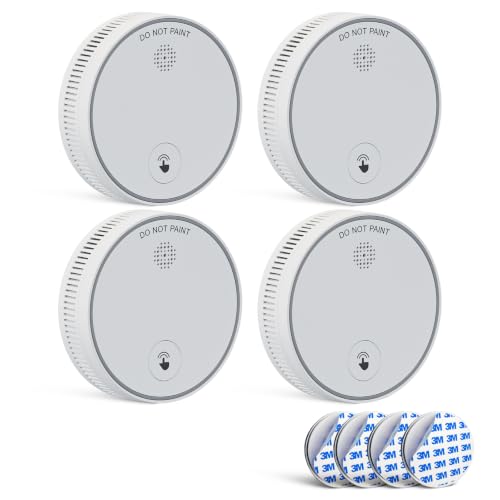Rauchmelder 10 Jahre Batterie, TÜV-Zertifiziert, Kein LED-Blinken, 85dB Alarm, Magnetbefestigung, Rauchwarnmelder ohne Bohren, DIN EN 14604, 4 Stück