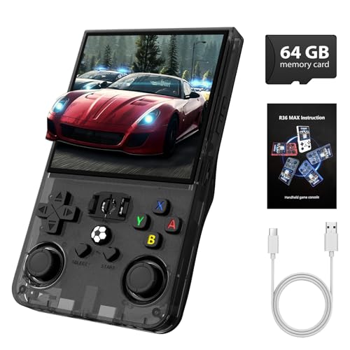 Retro Handheld Game Console R36MAX, Retro Gaming Console with 4.0-in IPS HD Screen, Video Game Consoles with 4000mAh Battery and 30+ Mainstream Emulators,Schwarz