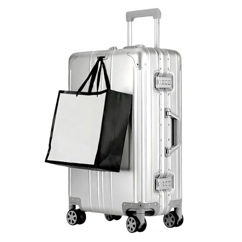 yewjog Koffer Handgepäck · Hartschalen in 100% Aluminium · Trolley Reisegepäck · Reisekoffer mit 4 Doppelräder · TSA Zahlenschloss · S · Silber