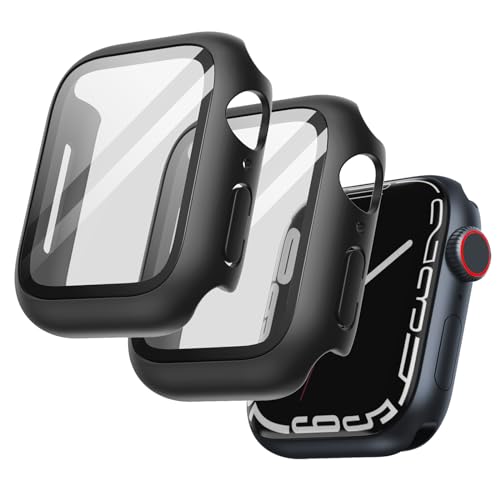 JETech Hülle mit Schutzfolie für Apple Watch Series 9/8/7 41mm, Schwarz