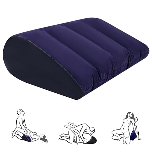 Sex Lendenkissen Sex Kissen, Aufblasbarer Keil Dreieck Kissen für Sexstellungen Erotik Kissen Ramps Sex Spielzeug Sex Frauen Position Kissen Sexmöbel für Paare, Männer, Frau (Blu Scuro)
