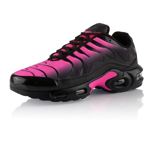 Fusskleidung® Damen Herren Sportschuhe Dämpfung Sneaker leichte Laufschuhe Schwarz Pink Rosa EU 36