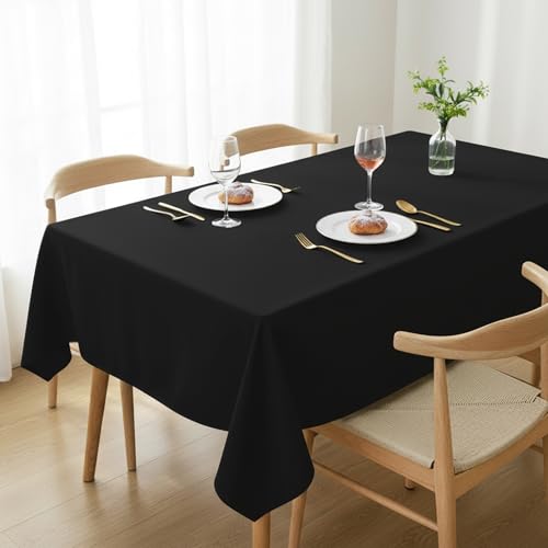 Utopia Kitchen 2er-Pack Tischdecke abwaschbar (140 x 240 cm, Schwarz) Wasserbeständig Polyester Tischdecke Ideal für Wohnzimmer, Esszimmer, Hochzeiten und Restaurant (55 x 95 Zoll)