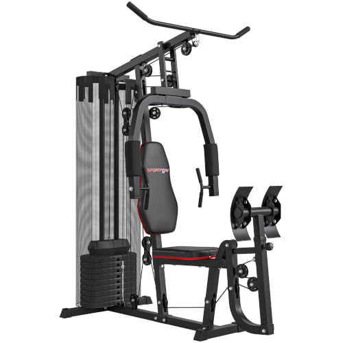 SPORTNOW Kraftstation, Beinpresse, 45 kg Gewichtsblöcken, Schwarz