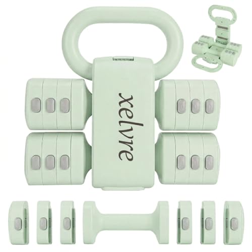 Xelvre 2-in-1 Kettlebell & Hanteln Set Verstellbar 1–5,5 kg | Frauen Gewichte Kurzhantel Set | Hanteln Frauen Set Damen | Home Gym Gewichte für Zuhause | Fitness Anfänger