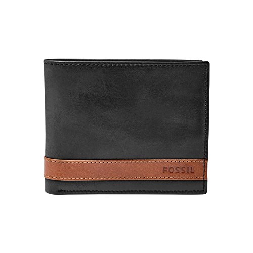 Fossil Brieftasche für Herren Quinn, 100% Leder Bifold schwarz 11,4 cm L x 2,5 cm B x 9,5 cm H ML3653001