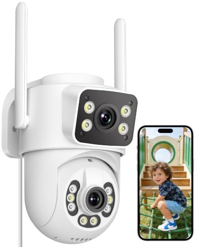 ANBIUX 2K Überwachungskamera Aussen mit Dual-Objektiv und 2.4/5Ghz WiFi