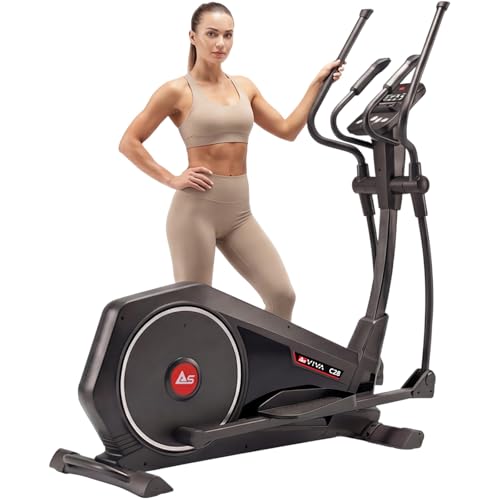 AsVIVA C28 Pro Crosstrainer für Zuhause mit 16 kg Schwungmasse, elektrischer Widerstand & Pulsmessung – Leises Fitnessgerät für Cardio- & Ausdauertraining Zuhause