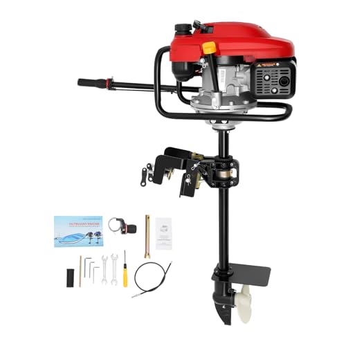 4-Takt-Außenbordmotor, 6 PS, 200 cm³, 3,5 kW, 3600 U/min, Luftkühlung, CDI-Zündung, 1,3 Liter Kraftstofftank, 360°-Lenkung, für Boote von 13 bis 20 Fuß, Angelboote, Beiboote, Schlauchboote
