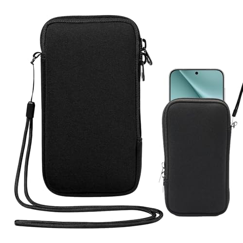 Hongoen Neopren Handy Tasche, Handyhülle Tasche Universal Pouch Handysocke,Neopren Handytasche Stoff für Smartphones 6,7 Zoll, Handy Hülle für Telefone Bis Zu 6,7 Zoll,Schwarz