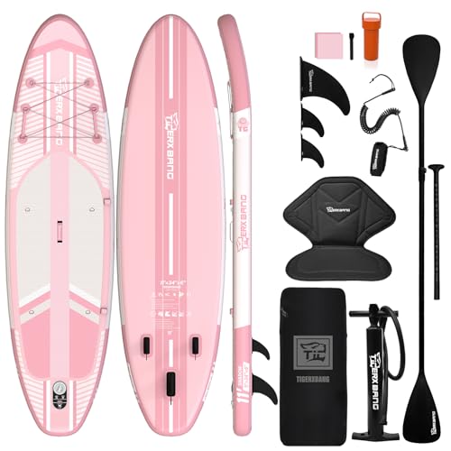 TIGERXBANG Aufblasbares Stand-Up-Paddle-Board mit Zubehör 335 × 86 × 15 cm, SUP Board für Erwachsene, Kollektion Shadow Rosa
