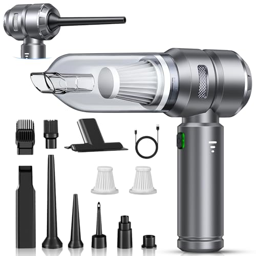 Handstaubsauger, 26000Pa Akku Staubsauger Kabellos, Stark Handstaubsauger Kabellos, 4-in-1 Autostaubsauger mit Bürstenloser Motor, 3 Stufen Mini Staubsauger für Tierhaare, Auto, Haushalt, Darkgrau