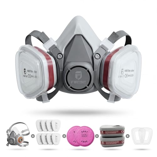 FWYYHT Staubschutzmaske mit 6001 und 2097 Filter,Wiederverwendbare Staubmasken Atemschutz Feinstaub gegen Staub,Gase,Sprühfarben und Chemikalien,Gasmaske für Harzarbeiten, Schleifen, Abbrucharbeiten