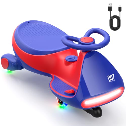 FanttikRide N7 Pro Kinder Elektroauto, Elektrisches Rutschauto mit Pedal, Typ C aufladbar Batterie Kinder Auto, 2 Geschwindigkeit Kippschutz Leuchtende Räder, Bluetooth, für Kind ab 3 Jahren, Blau
