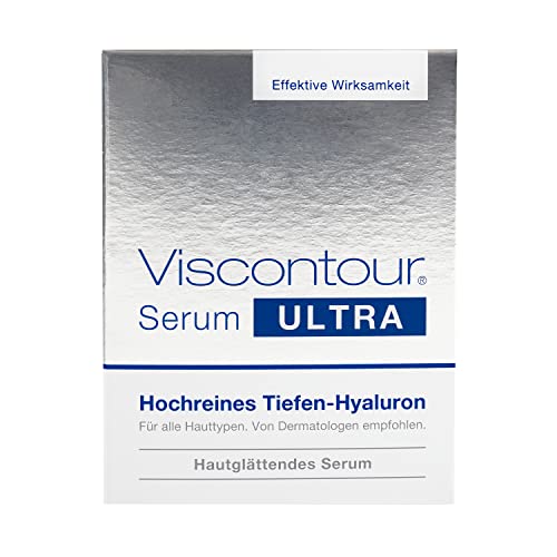 VISCONTOUR Serum Ultra - Hochreines Tiefen-Hyaluron - Intensive Pflege für alle Hauttypen - hautglättendes Feuchtigkeitsserum, 20 x 1 ml Ampullen
