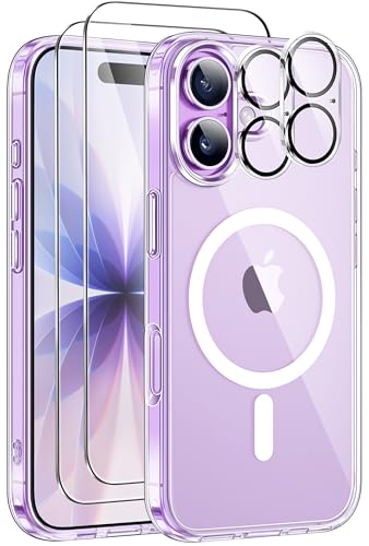 ivencase Magnetisch Hülle Kompatibel mit iPhone 17 Hülle für Mag Safe mit 2 Stück Schutzfolie und 2 Stück Kameraschutz Militärnorm Schutz, PC Kratzresistente Rückseite Stoßfest Handyhülle - Klar